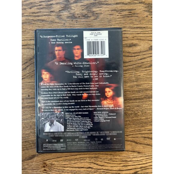 Signs 2002 DVD Series Mel Gibson Joaquin Phoenix Suspense Thriller Pre-Owned - Picture 2 of 4
